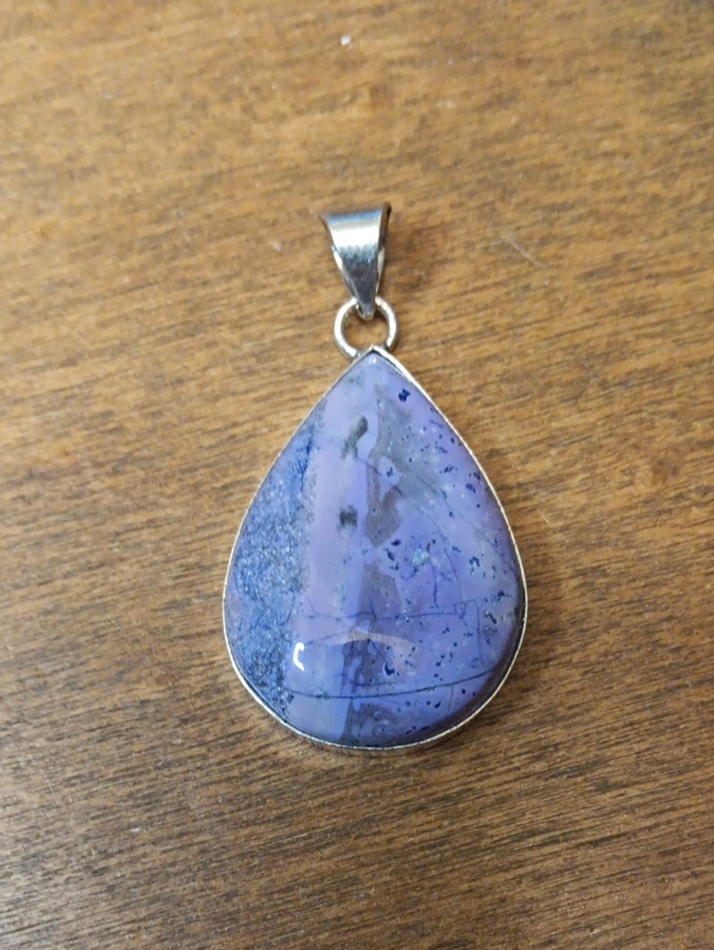 Purple Teardrop Stone Pendant Necklace - Unbranded